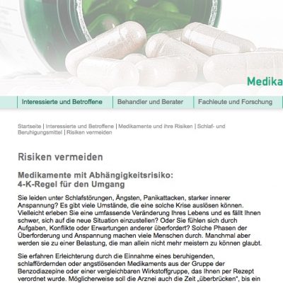Screenshot von medikamente-und-sucht.de