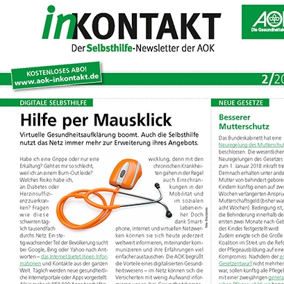 Screenshot des AOK-Newsletters inKONTAKT